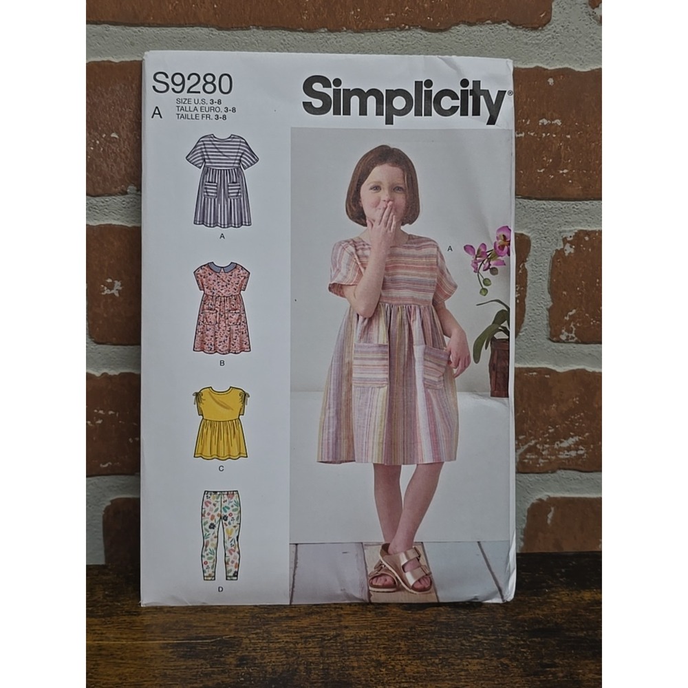 Simplicity Sewing Pattern 10985 / 9280 Girls Dress Top Leggings Size 3-8